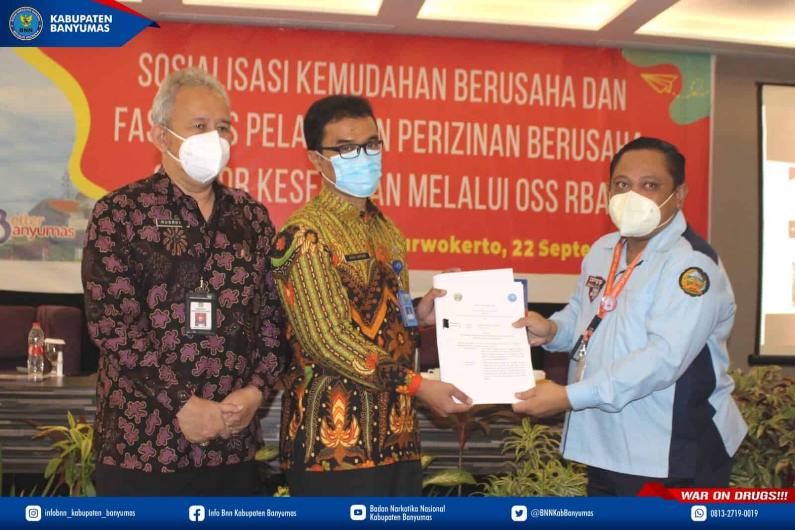 Tingkatkan Pelayanan Publik, BNN Kabupaten Banyumas Tandatangani Perjanjian Kerjasama dengan Dinas Penanaman Modal dan Perijinan Terpadu Satu Pintu (DPMPTSP) Kab. Banyumas