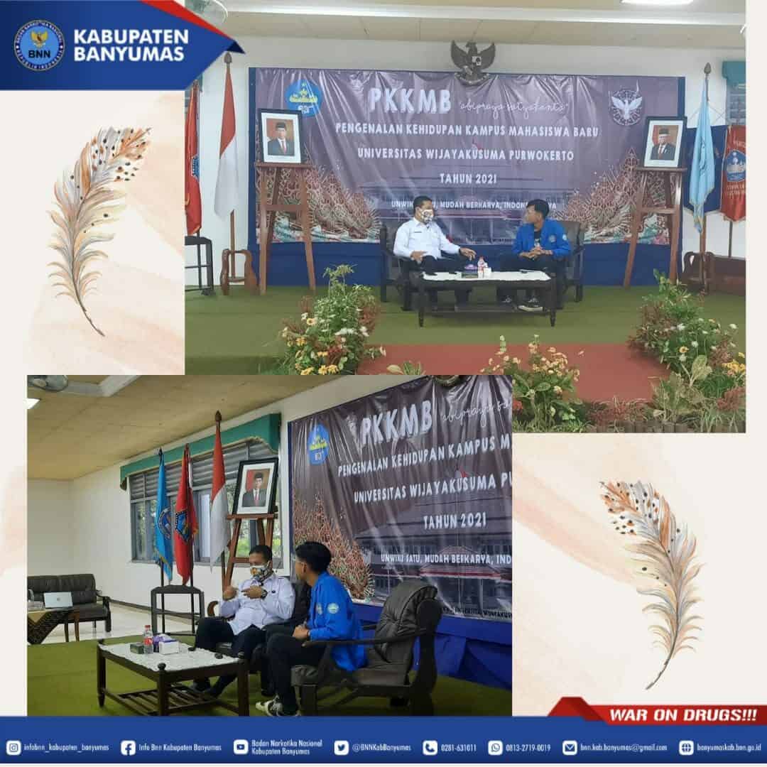 BNNK Banyumas Memberikan Edukasi P4GN Pada Kegiatan PKKMB Unwiku Unwiku Gandeng BNNK Banyumas Dalam Kegiatan PKKMB